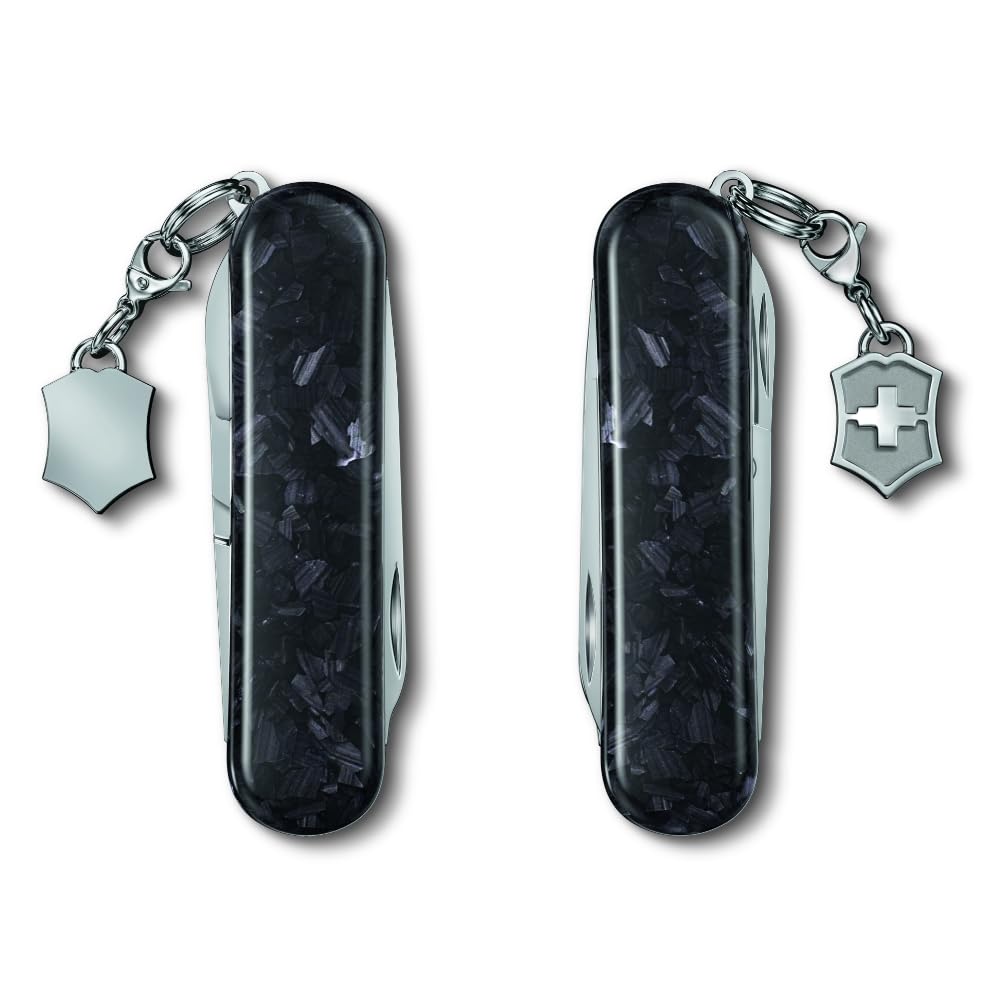 VICTORINOX Classic SD Brilliant Carbon Swiss Army Knife Multifunctional Knife Outdoor Camping Scissors with Flathead Screwdriver Equipped with Nail