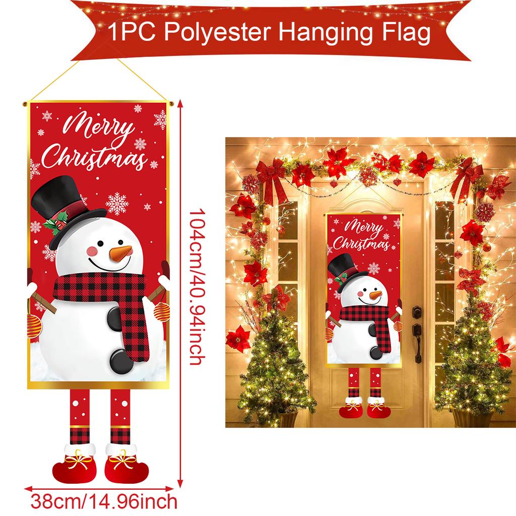 Christmas Snowman Hanging Flag Navidad Natal Noel Door Pendant Banner Merry Christmas Decorations For Home 2025 New Year 2025