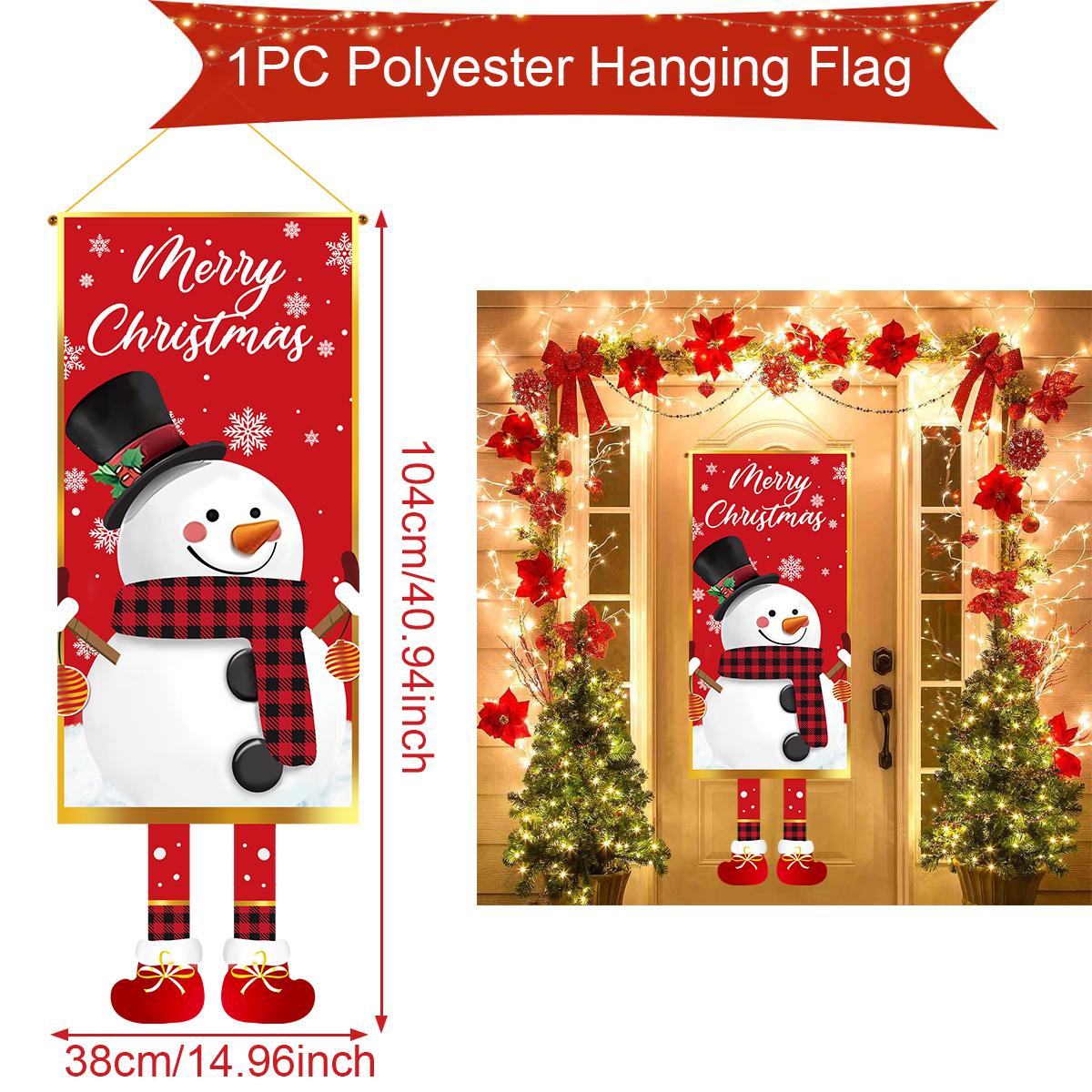 

Christmas Snowman Hanging Flag Navidad Natal Noel Door Pendant Banner Merry Christmas Decorations For Home 2025 New Year 2025 темные хаки