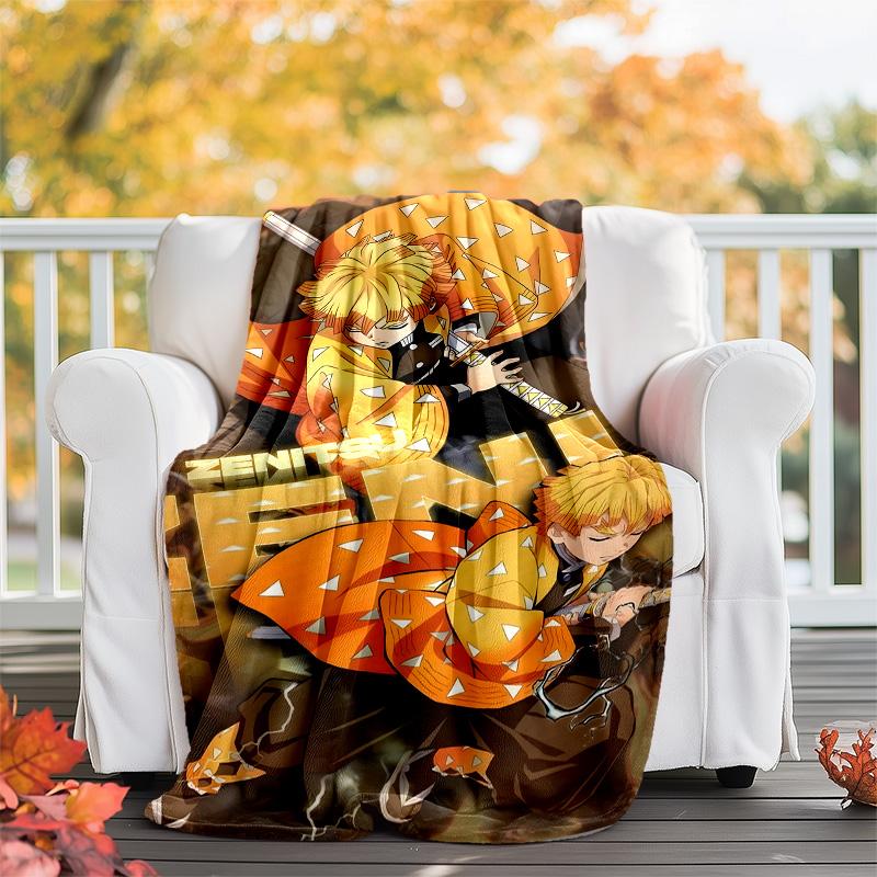 1pc Agatsuma Zenitsu Theme Blanket - Digital Print, Polyester, Cozy for All Seasons, Perfect for Outdoor, and Travel