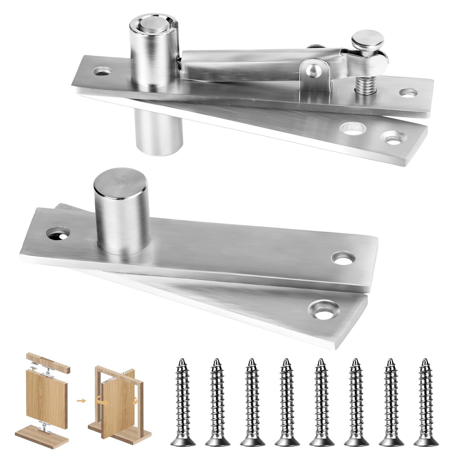 

1Set of Stainless Steel Door Pivot Hinges for Wooden Doors, Heavy Duty Hidden Hinges360Degree Heaven and Earth Hinge
