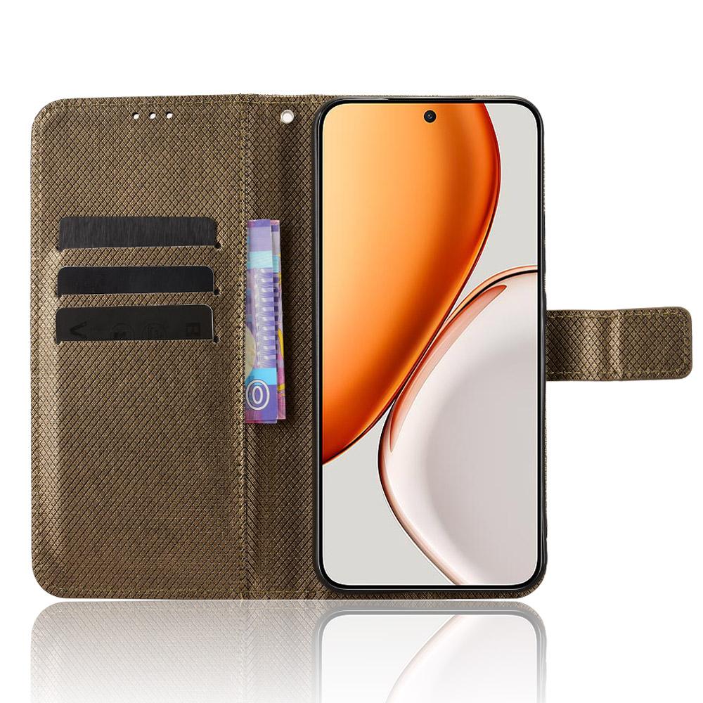 For Honor Magic8 Lite 5G/X9d 5G/X70 5G Leather Wallet Case with Strap Diamond Texture Phone Cover