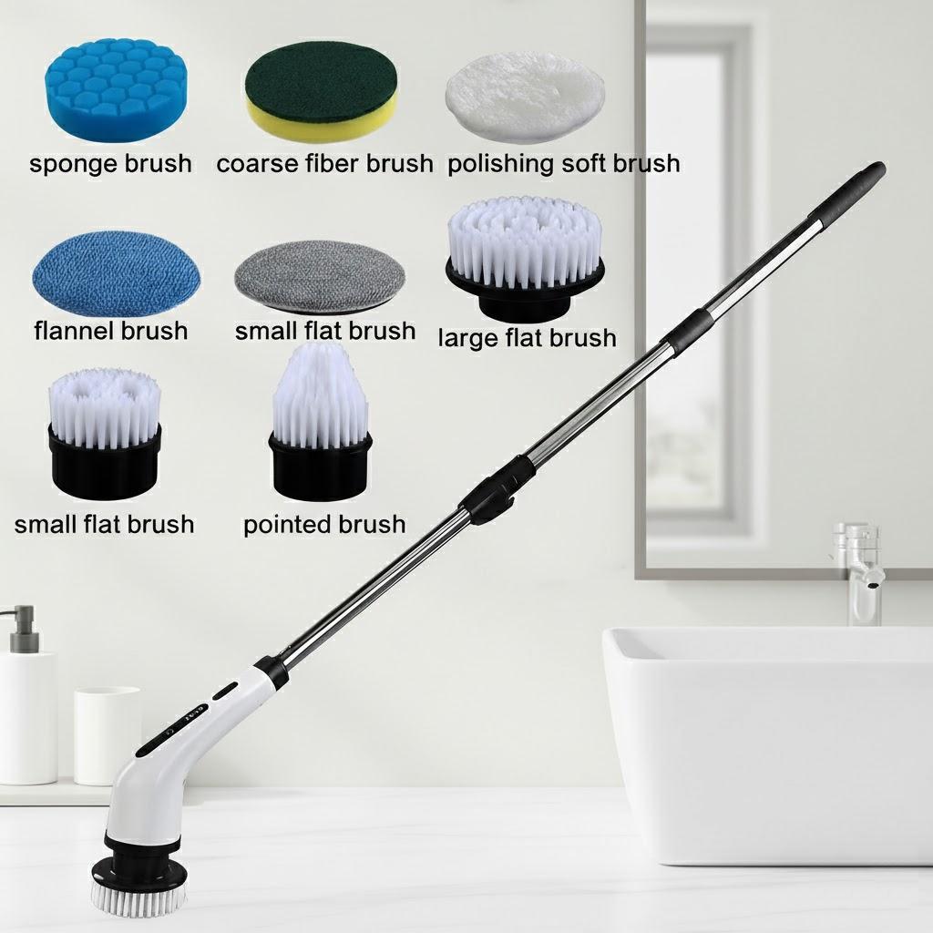 Rechargeable Electric Scrubber 3 9 Heads Powerful Motor Metal Gears Extendable Rod for Bath Kitchen Car Multi-Use