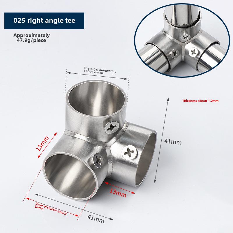 Stainless Steel Round Pipe Connector for Clothes Rack and Shelf Joint Tee