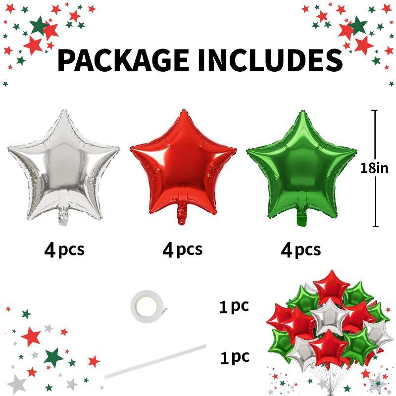 12Pcs 18Inch Multicolor Star Balloon Foil Balloon Pentagram Helium Balloon Christams Birthday Party Wedding Decoration