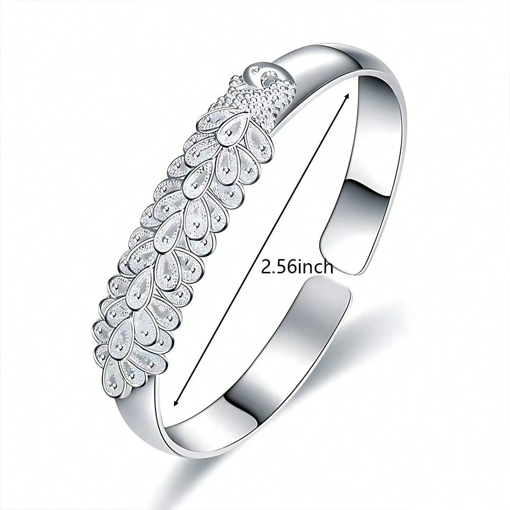 925 Sterling Silver Peacock Opening Screen Bracelet for Women Luxury Designer Texture Open Bracelets Party Original Jewelry Gift