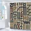 1pc Black Line Shower Curtain, Bathroom Decoration Pattern