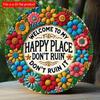 2d Flat 20*20cm, "Welcome, Please Take Off Your Shoes After Entering, Thank You" Circular Wooden Decoration, Suitable for Living Room, Cafe, Offices.