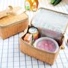 Foldable Rattan-Like Insulated Lunch Bag Large Capacity Tableware Camping Picnic Baskets Waterproof Portable Keep Food Warm Bags