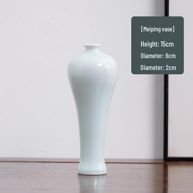 Handmade Retro Celadon Glaze Porcelain Flower Vase - Antique Style Home Décor