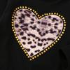 Newborn Infant Baby Girls Diamantes Heart Leopard Print Hoodie+Pants Set Outfit
