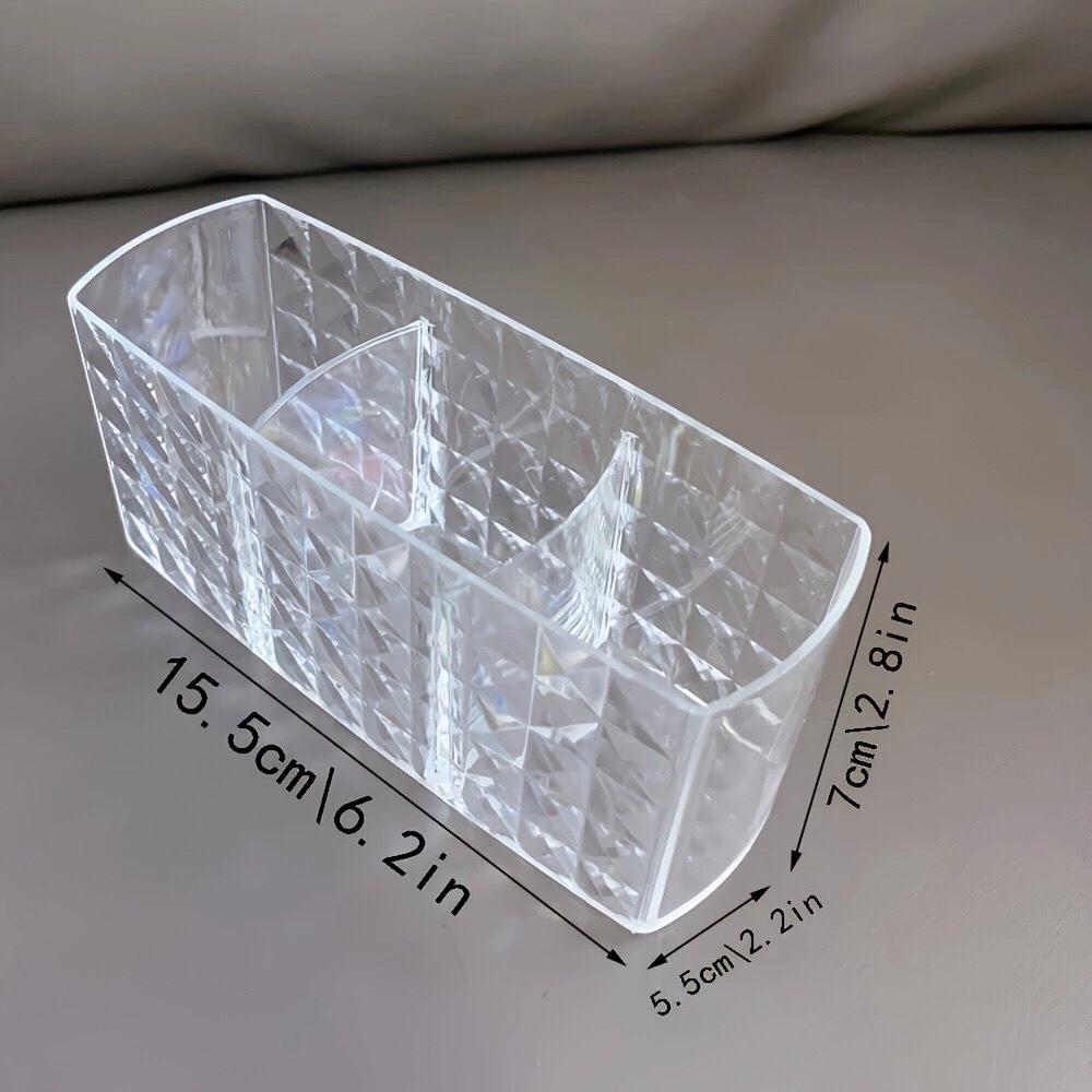 Transparent Dustproof Makeup Storage Box with Brush and Eyebrow Pencil Holders