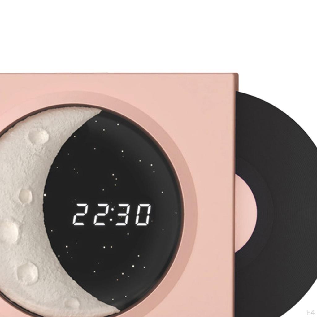 Vinyl Player Speaker, Portable Speaker Support TF Card AUX Vintage Night Light with Time Display