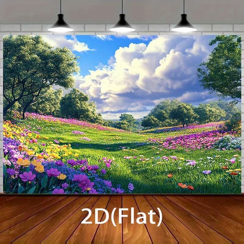 1 piece of gorgeous floral grassland and lush green landscape background cloth  no need for power supply