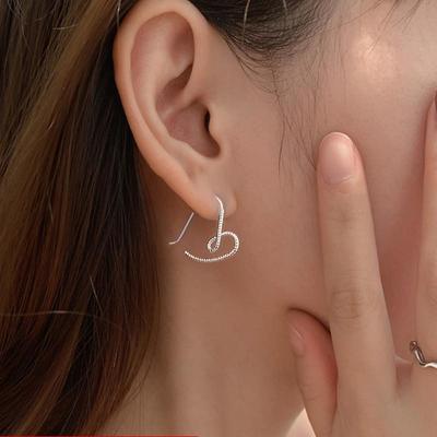 Exaggerated Hollow Heart Earrings Women's Personalized Twist Design Simple Large Heart Shape Fashion Ear Hook Jewelry