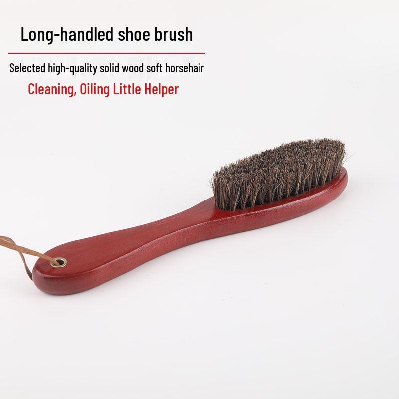 

Щетка для обуви из конского волоса с ручкой – Подвешиваемый инструмент для удаления пыли и ухода, Настраиваемый с логотипом.