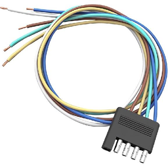 25 Inch 4-Way 4 Prong Trailer Wiring Harness Plug Male End Replacement Connector for Trailer Hitch Wire Multi-Purpose Ship Lamp Dust Cover with