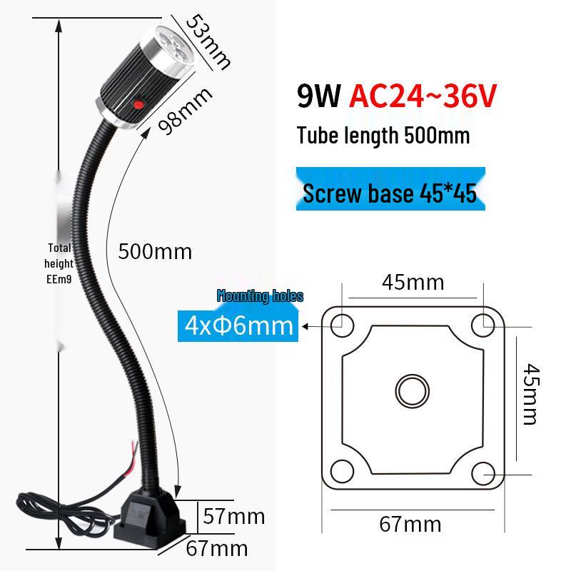 LED Pracovní světlo pro obráběcí stroje – Hadicové magnetické světlo s husím krkem pro CNC soustruh 24V/220V