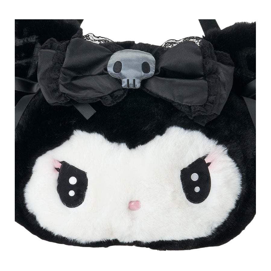 New Sanrio Kuromi Collaboration Plush Tote Bag, Shopping Bag, Shoulder Bag Women's Black & White 196291