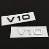 3d ABS Chrome Black V10 Logo Letters Car Fender Side Emblem Badge Decal For RS6 S6 C6 S8 R8 V10 Sticker Accessories