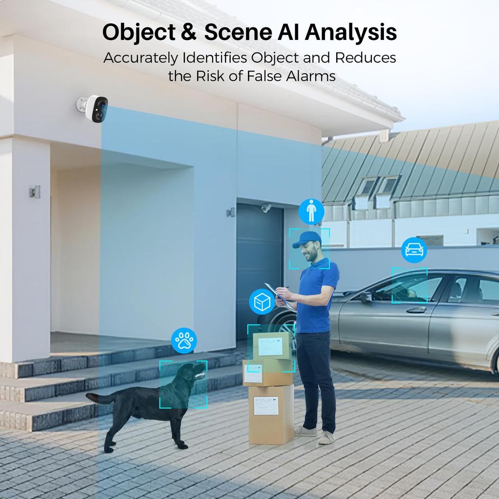 Security Cameras Wireless Powered Cameras for Home Security W/AI Motion Detection Spotlight & Siren Alarm 2K Color Night Vision, SD/Cloud Storage