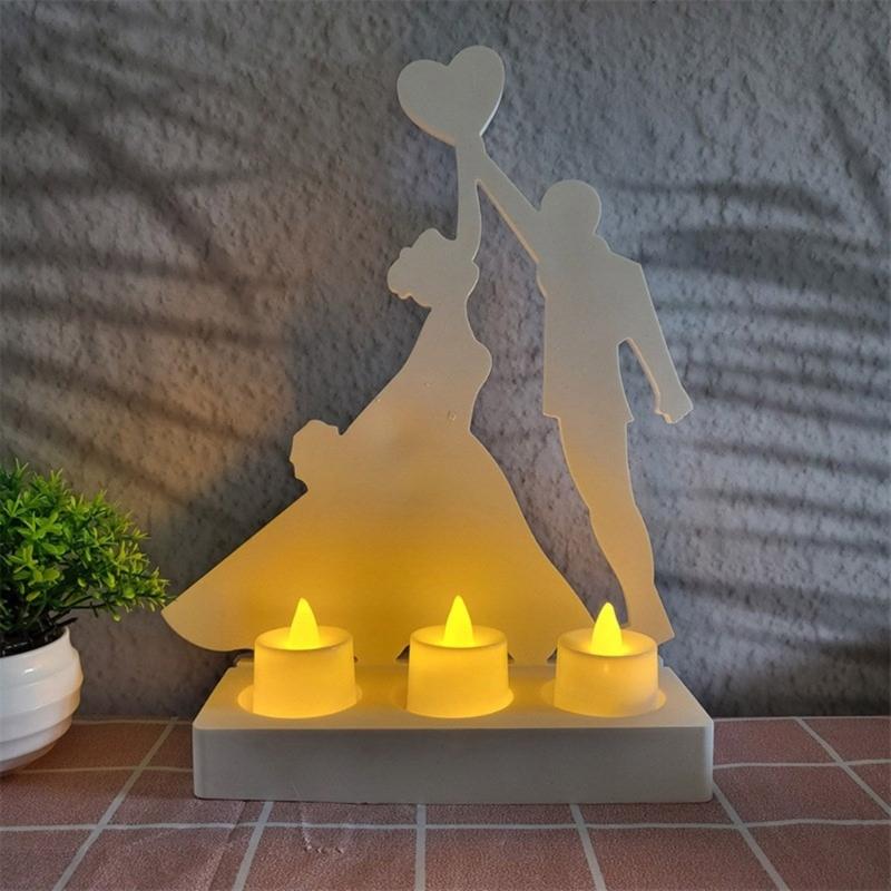3D Candlestick Silicone Mold Couple Love Heart Candle Base Molds Gypsum Candle Holder Mould Home Decorations Moulds