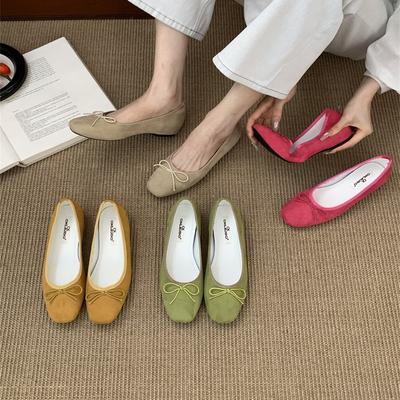 French Retro Inner Ballet Shoes Women's 2025 Spring and Summer Bow Shallow Mouth Flat Sole Single Shoes Soft Sole Grandma Shoes