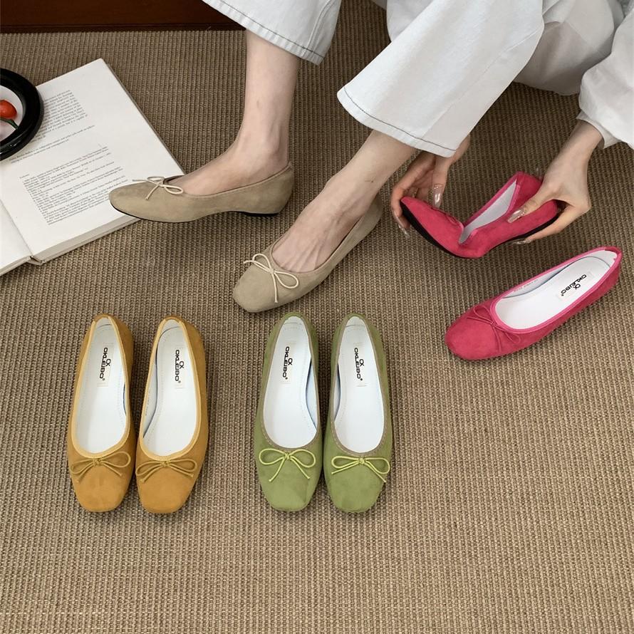 French Retro Inner Ballet Shoes Women's 2025 Spring and Summer Bow Shallow Mouth Flat Sole Single Shoes Soft Sole Grandma Shoes