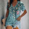 Women's Luxury T-shirt 3d Butterfly Print Short-sleeved V-neck Top Summer Fashion Casual Gradient Oversized Pullover