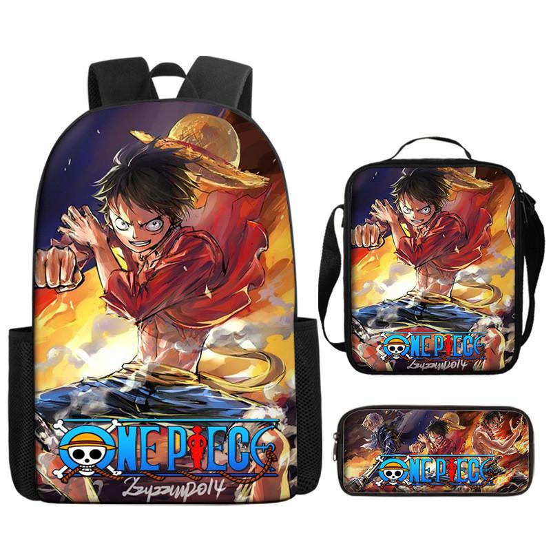 One Piece Piece Anime School Backpack With Air Cushion Straps And Durable Material For Children