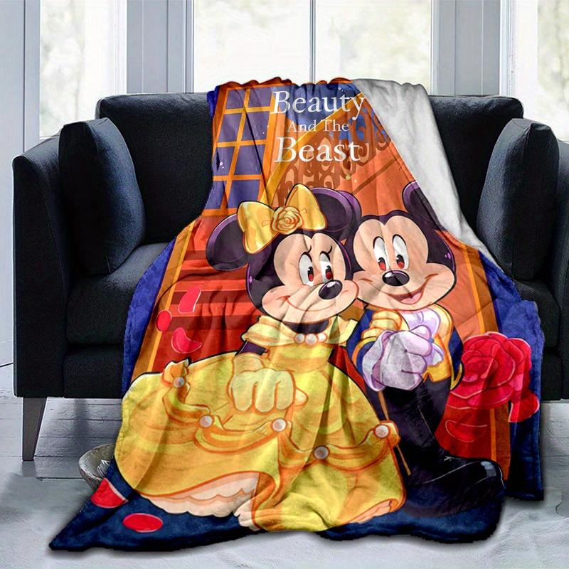 1pc, Home Decorative Beauty and the Beast Mickey Minnie Flannel Throw Blanket Perfect Gift for Bedroom, Living Room, Travel, Camping, Car