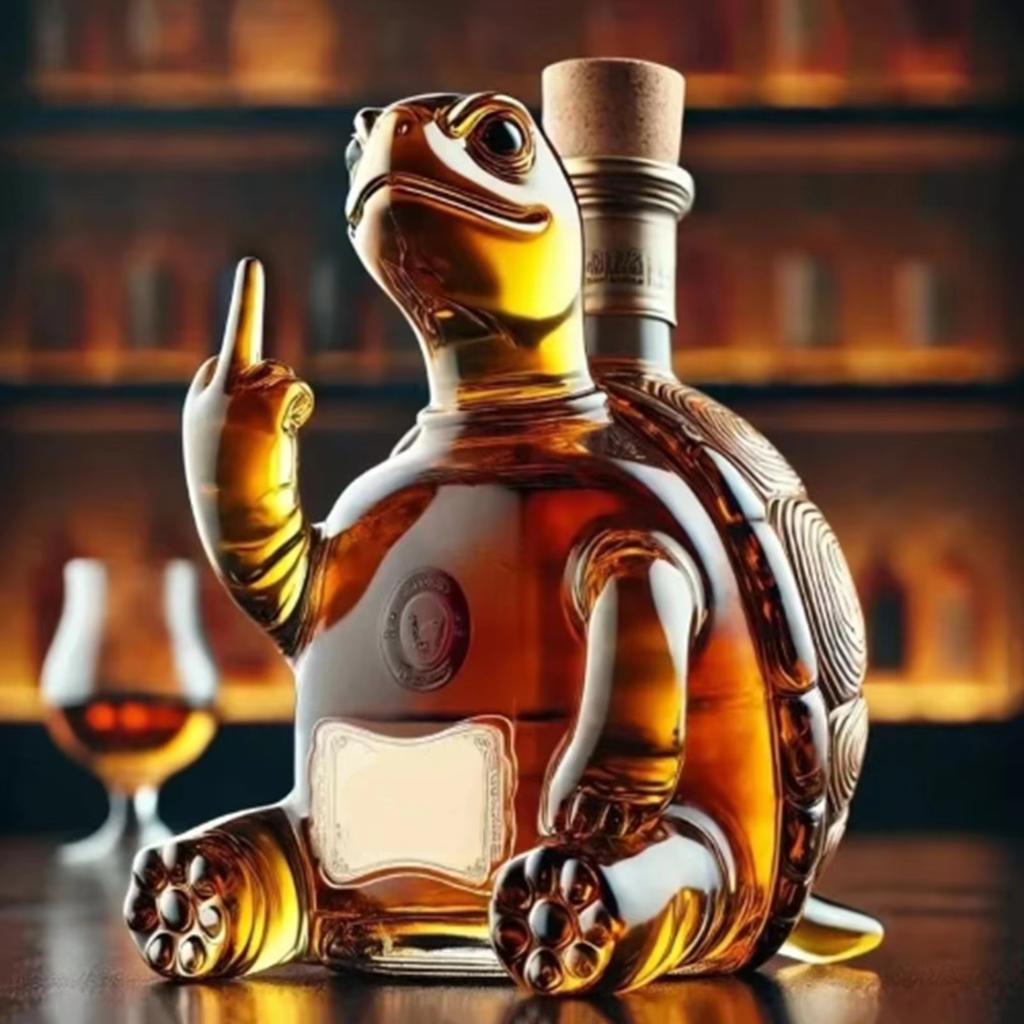 Vtipná karafa na whisky se středním prstem s designem kachny pro želvu a psa, 10 oz láhev na víno pro bar, kancelář, domácí dekoraci, sošku