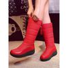 Snow Boots Women's Dark Blue Waterproof and Non-slip Winter Warm Velvet Thickened Wool Large Size Comfortable Down Cotton Medium Boots