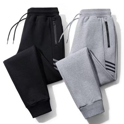 Men's Plus Size Velvet Sports Pants - Cuffed, Straight Leg Casual Sweatpants for Autumn and Winter