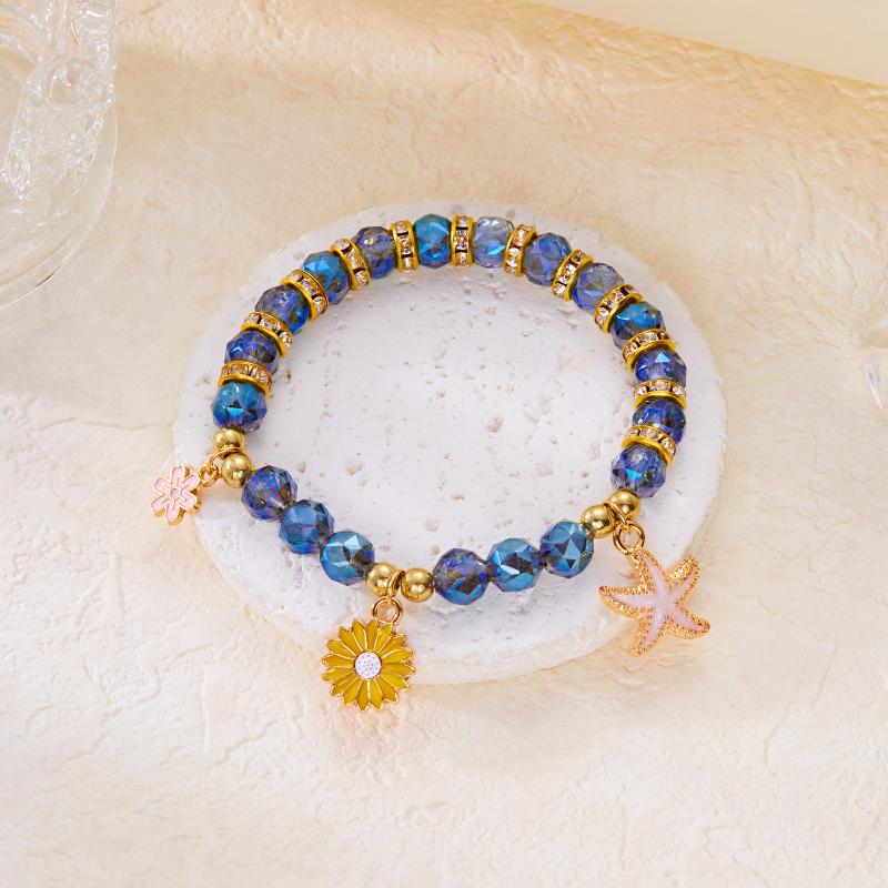 Sunflower Bead Bracelet For Women Bohemian Starfish Flower Charm Alloy Bracelet Friendship Jewelry Gifts