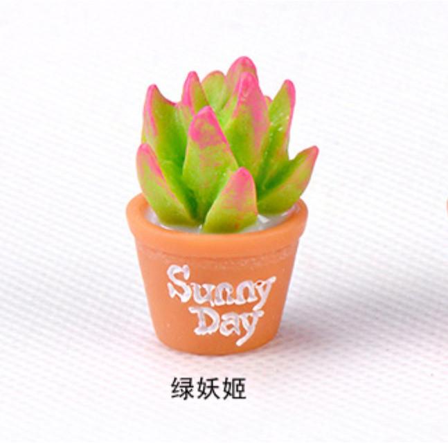 Charming Resin Miniature Succulent Moss Garden Ornaments Diy Desktop Decorations