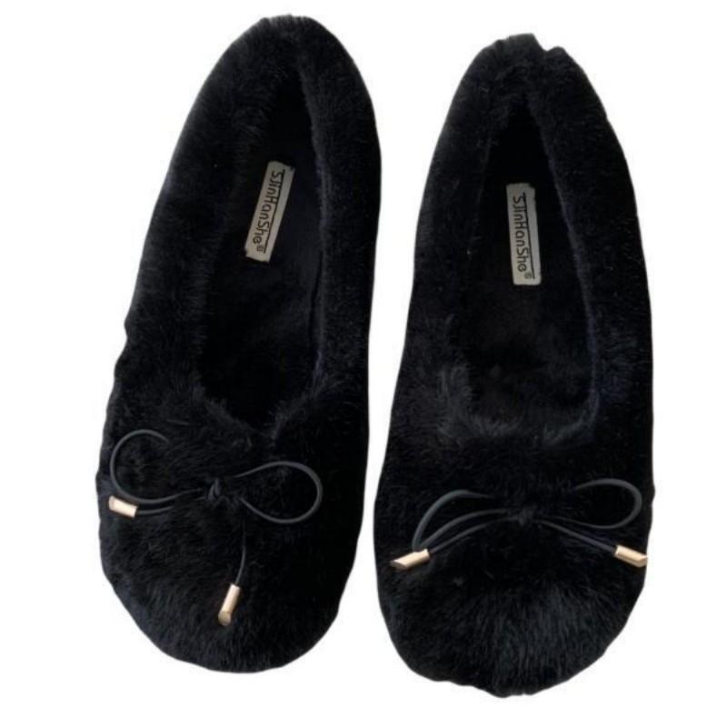 Gentle Fairy Wind Fluffy Shoes Female Outer Wear 2025 Autumn and Winter New Korean Version Soft-soled Flat-soled Velvet Doudou Shoes