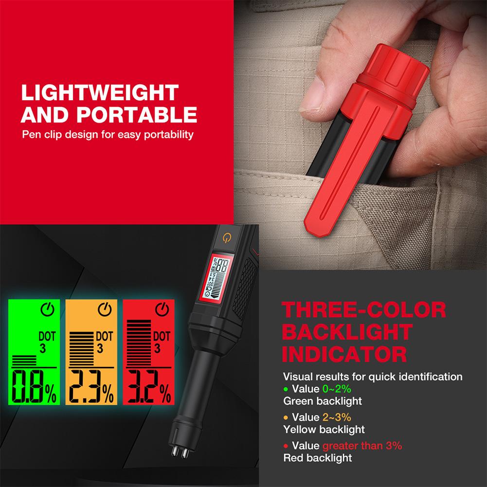 Universal Brake Fluid Tester Accurate Automotive Brake Fluid Test Auto Car Brake Oil Moisture Detector for DOT3/DOT4/DOT5.1 Car