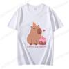 Cute Capybara Loves Bubble Tea Print Women Kids T-Shirt Summer Children's Short-sleeved Casual Pink Tops Adults Boys Girls Gifts