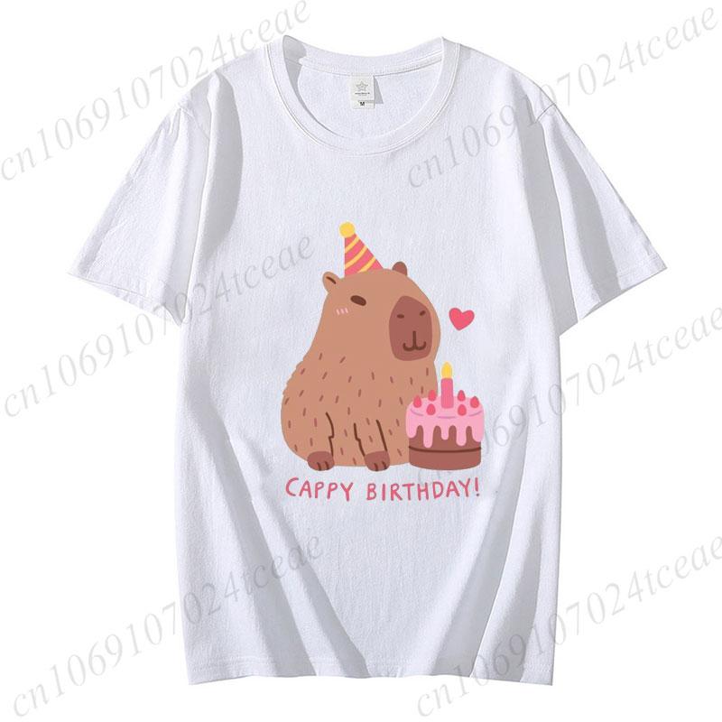 Cute Capybara Loves Bubble Tea Print Women Kids T-Shirt Summer Children's Short-sleeved Casual Pink Tops Adults Boys Girls Gifts
