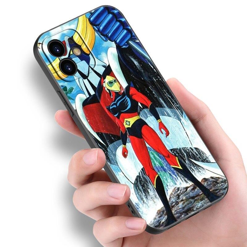 UFO Roboter Grendizer Telefon Fall Für Apple iPhone 14 13 12 Mini 11 Pro Max 7 8 XR X XS 7 8 Plus SE 2020 2022 Schwarze Abdeckung