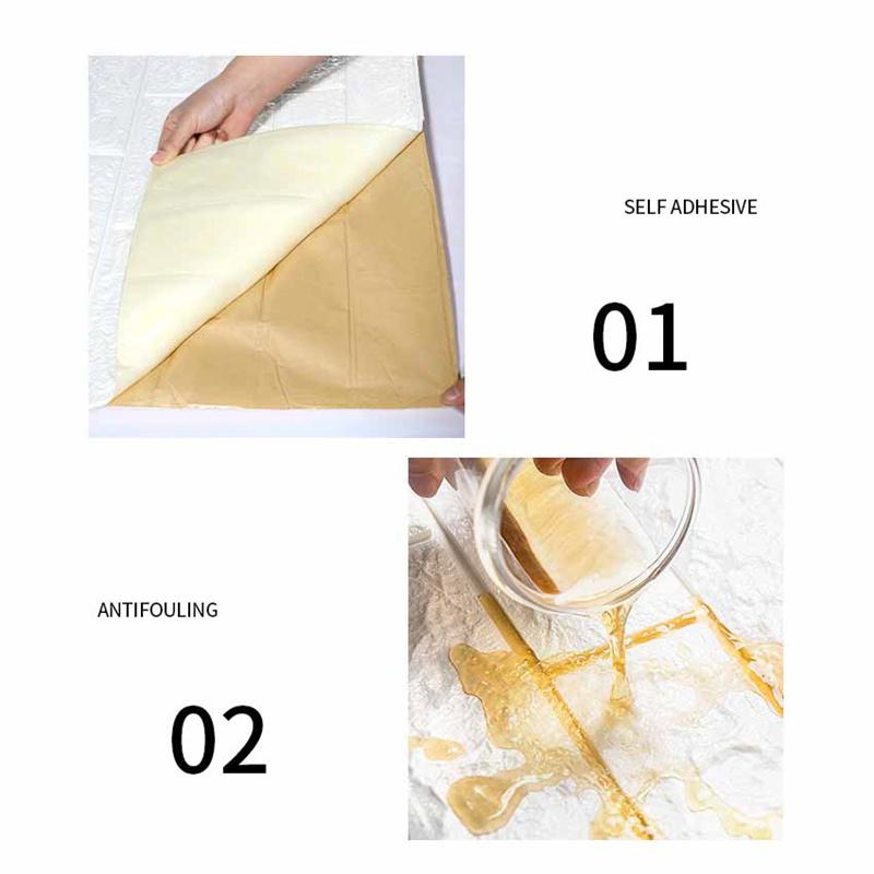 70*77cm 3D Self-Adhesive Waterproof Printed Brick-Pattern Wallpaper Living Room Bedroom Decor Removable Wall Sticker DIY Wall Covering