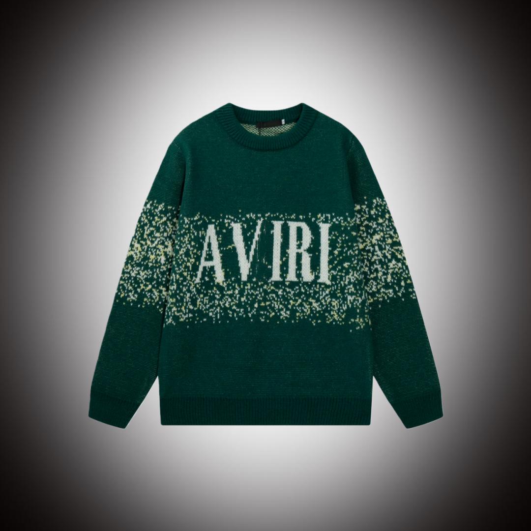 

Unisex Round Neck Jacquard Sweater - Loose Fit, Letter Design Extra Extra Large темно-зелений колір