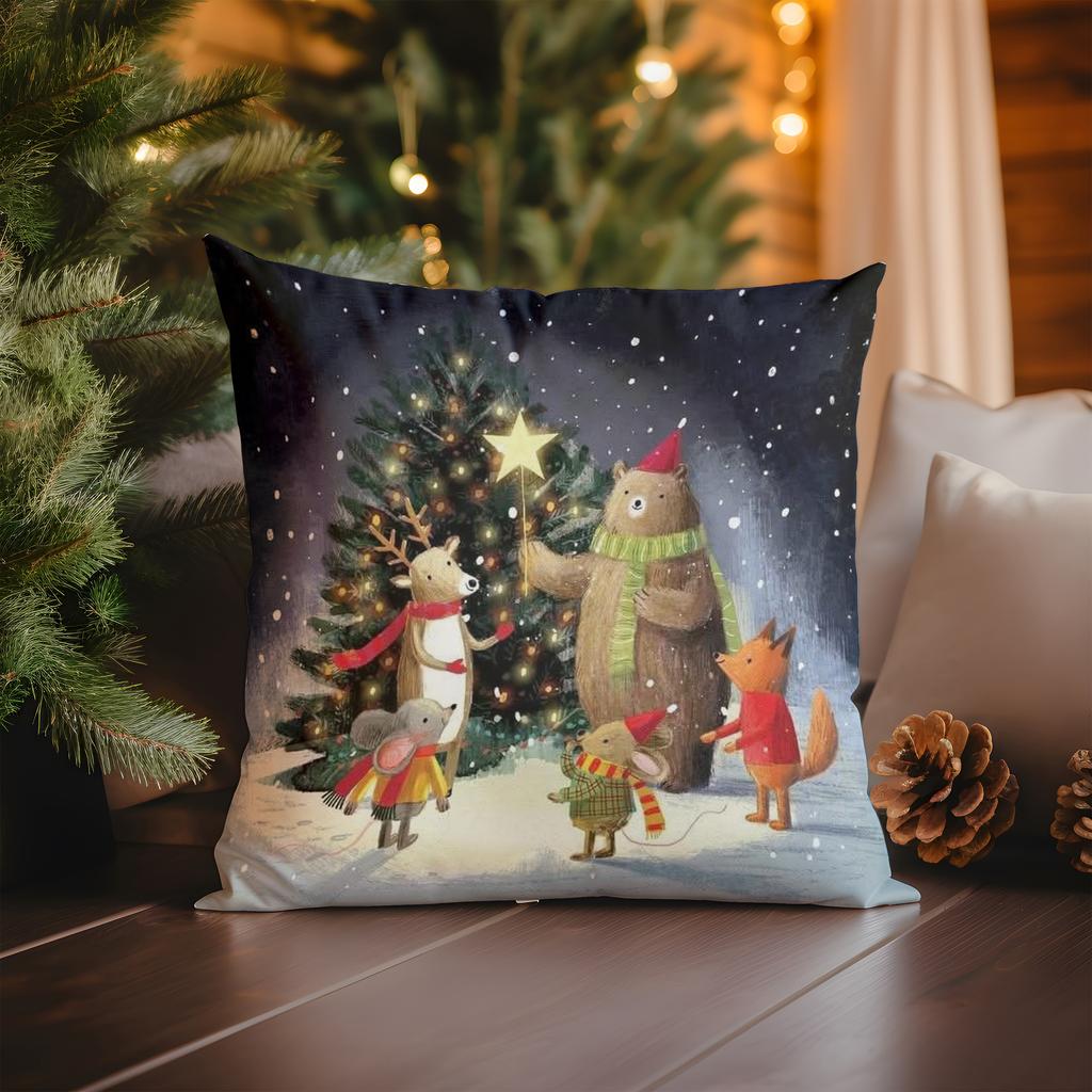 Home Decor Christmas Cheer: Festive Patterned Pillow Cover Pattern Cushion Cover Suitable for Sofa Bedroom Car Pillow Cover