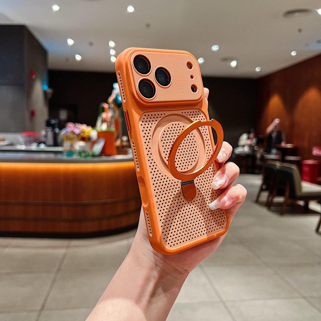 The New Heat Dissipation Magnetic Suction Bracket Is Suitable for IPhone17 Pro Mobile Phone Case, Apple 16 Anti-drop All-inclusive Sheath.