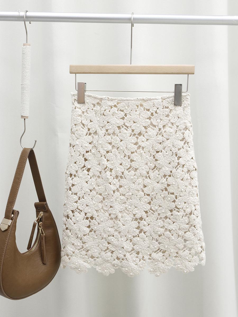 Короткая юбка Fanhua Yao Yao с высокой талией, кружевная, с бисером S