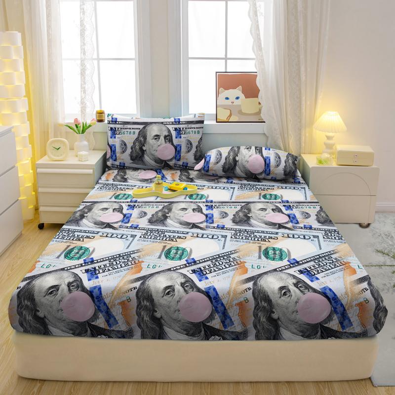 

1 Матовая простыня на резинке с принтом в виде забавных животных из мультфильмов, покрывало для кровати с принтом в спальню, постельное белье (Исключая наволочки) 71x132cm