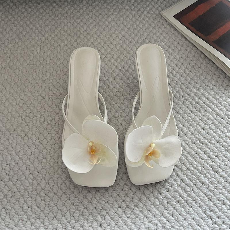

Fashion Fashion Flower Women Thin Heel Slides Slippers Female Flip flops Sandals Spring Summer Sexy Ladies Heeled Slippers Shoes Pumps 35 бежевый