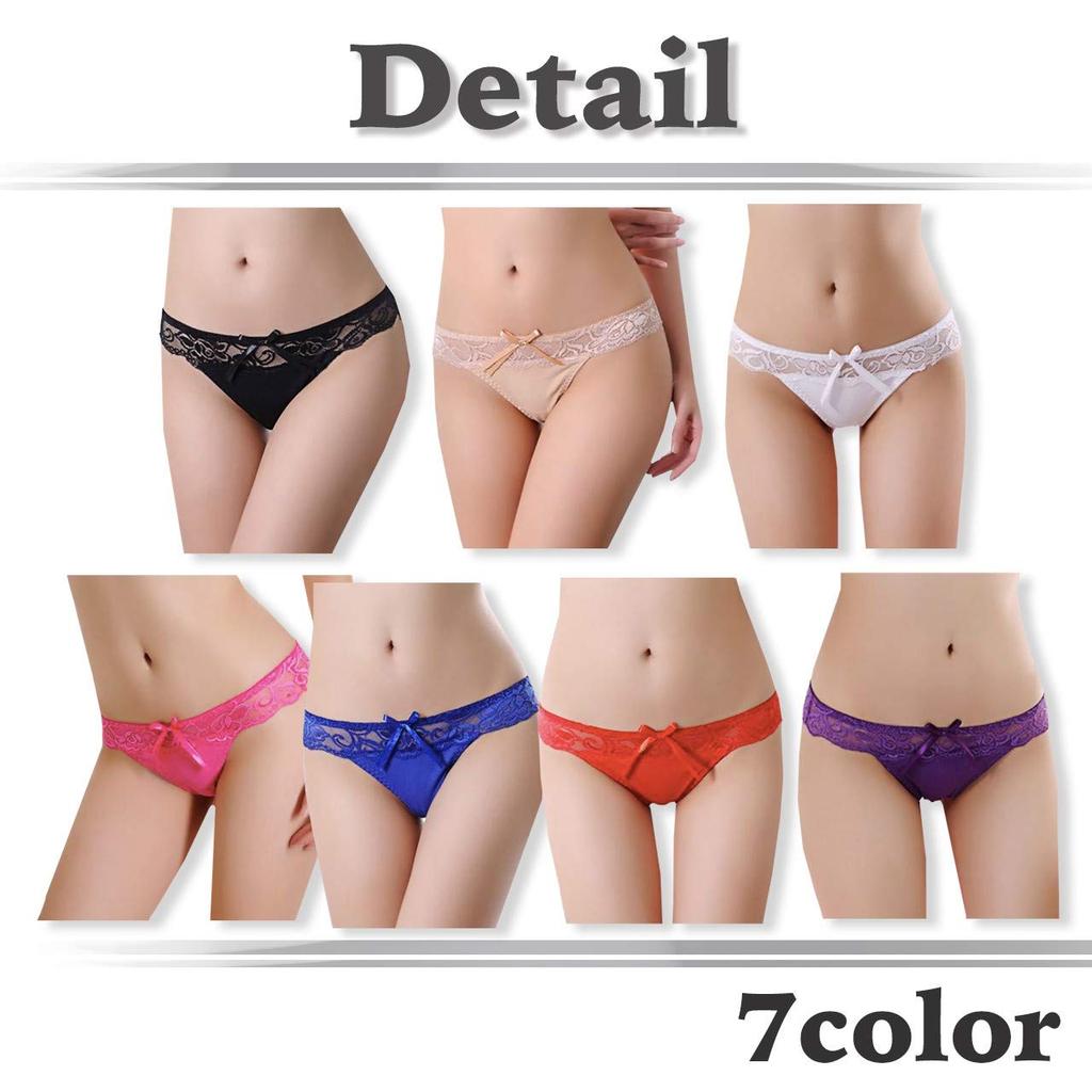 WHITE FANG Lace Ribbon Sexy TT106 T-Back Panties, Underwear, Women's, (07 Beige)