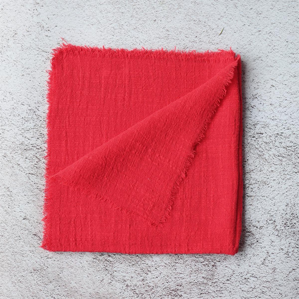 

Fringe Cotton Crepe Napkins for Weddings, Christmas, New Year, and Hotel Table Decorations 32x32 cm, Fringed